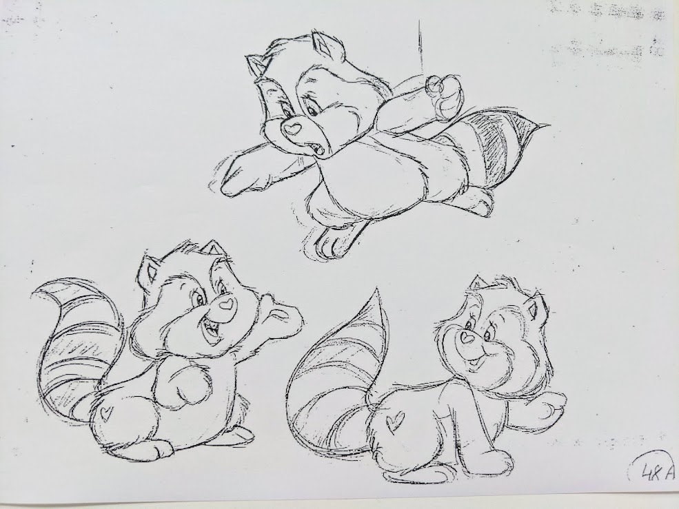 2004 BRIGHT Heart RACCOON Care Bears Character Sketch Animation