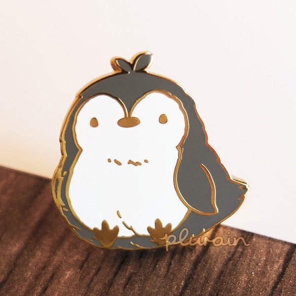 SECONDS FAT BIRD Pin - Cute penguin pin - Kawaii enamel pin - Hard enamel pin - Bird lapel pin - Cute bird brooch - Cute bird pin