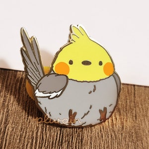 SECONDS FAT BIRD Pin - Cute cockatiel pin - Kawaii enamel pin - Hard enamel pin - Bird lapel pin - Cute bird brooch - Cute bird pin