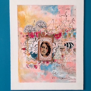 Tableau peinture acrylique originale sur carton toilé Qu’y a-t-il dans le cœur d’une femme?