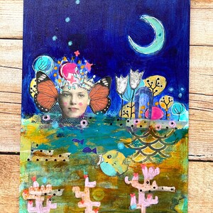 Original acrylic painting on watercolor paper 15 X 21 cm. &quot;Little night music&quot;