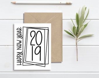 happy new year card etsy happy new year 2019 card