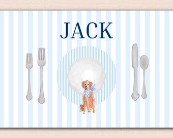 Learn to Set the Table Placemat, personalized children placemat, laminated kids placemat, gift for kids, preppy reuable placemat, birthday