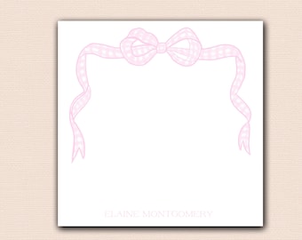 PINK GINGHAM bOW NOTEPAD, pERSONALIZED tear Off Notepad co worker, gift Mom, ginger jar notepad, Personalized To Do list pad, Cute desk note