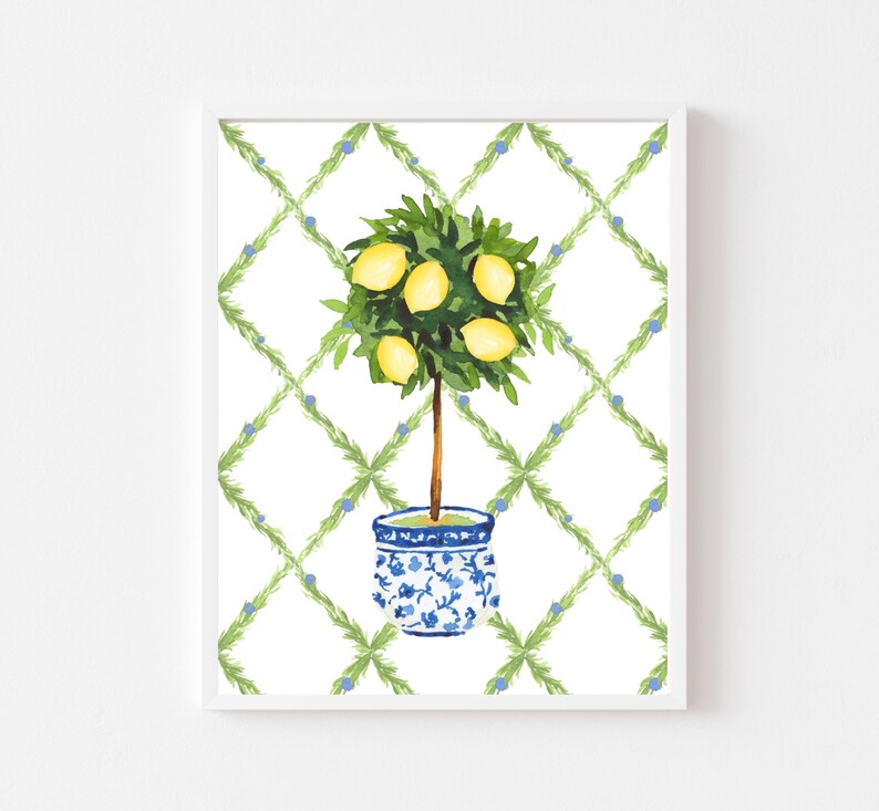 Ginger Jar Topiary Wall Art Lemon Tree Trellis Wall Decor Etsy