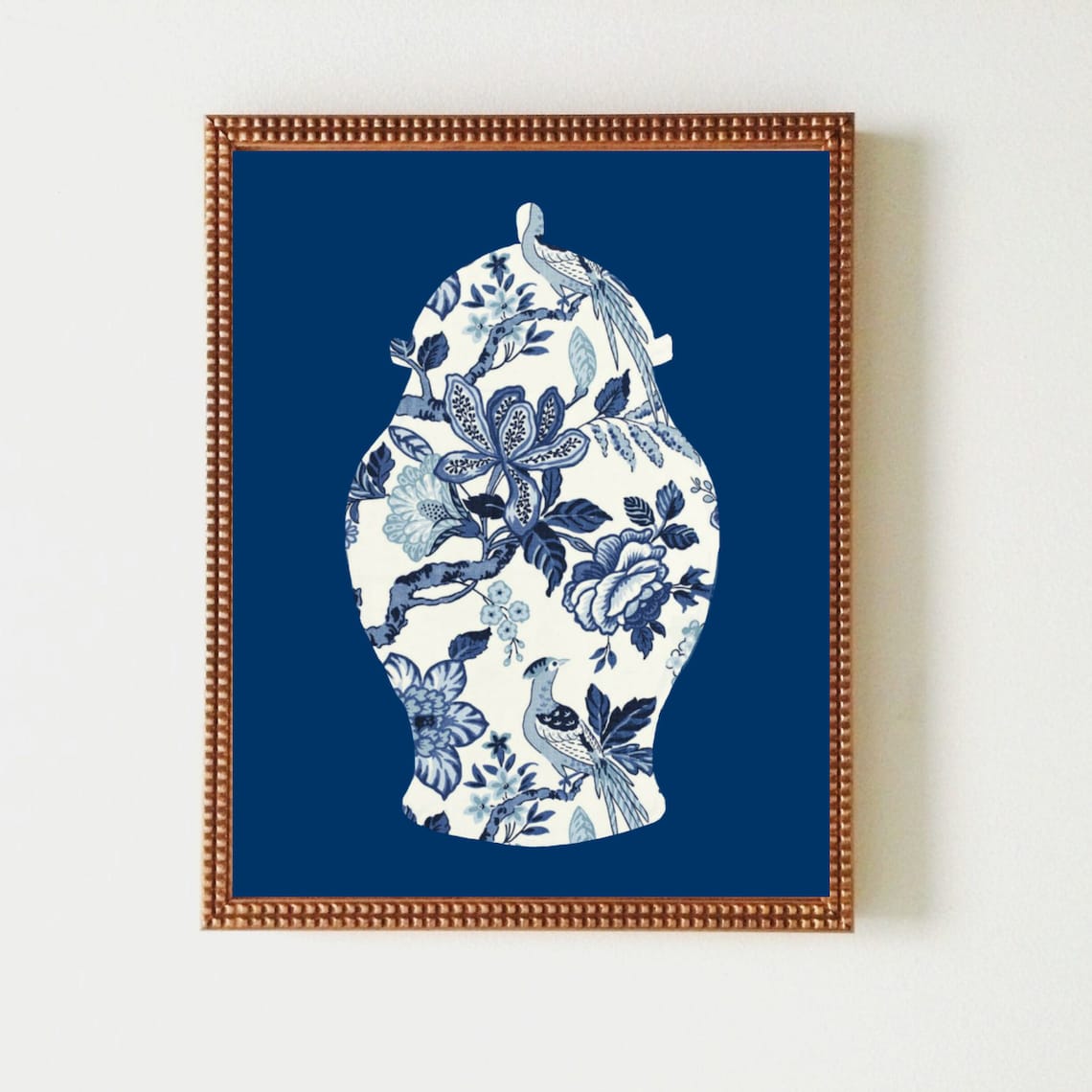 Ginger Jar Wall Art Chinoiserie Print for Office Formal Blue Etsy