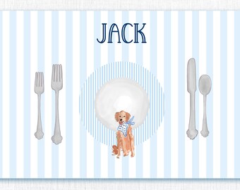 Learn to Set the Table Placemat, personalized children placemat, laminated kids placemat, gift for kids, preppy reuable placemat, birthday