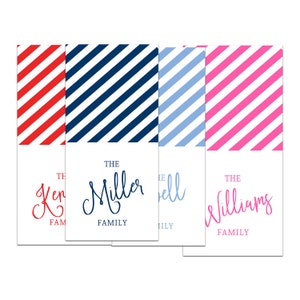 Personalized family Gift Tags, Custom Gift Tags, Gift Labels, Gift Enclosure, preppy striped tags Christmas Gift, blue and white, nautical