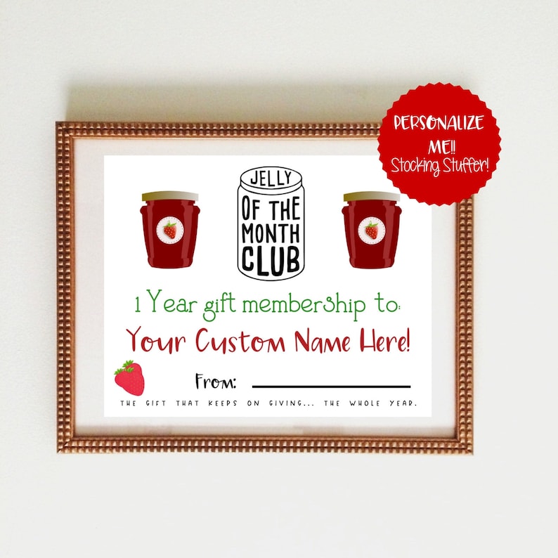 Jelly Of The Month Club Certificate Free Printable