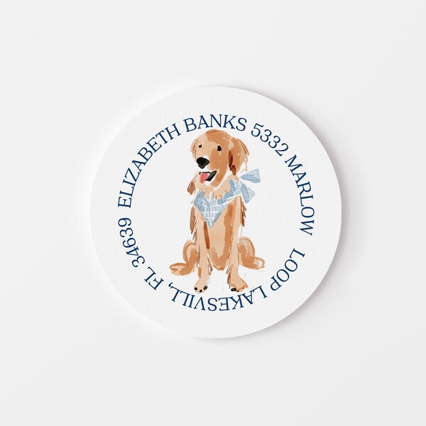 Golden Retriever Return Address Labels Etsy