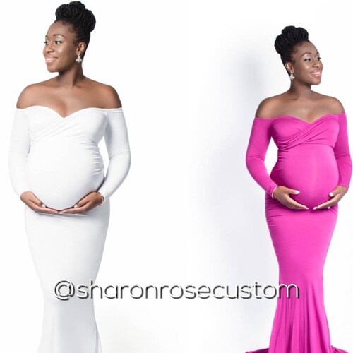 Pure White Maternity Gown for Photo 