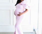 Lilac Maternity Gown Long Fitted One Sleeve Dress Maternity Dress Baby Shower Dress Photography Prop Gown Pregnancy Dress Lilac Dress
