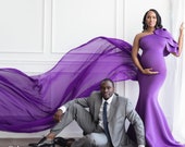 Maternity Dress for Photo Shoot Maternity Dress for Baby Shower Purple Gown