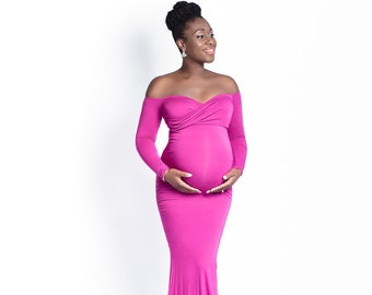 Maternity Dress for Baby Shower~Maternity Gown for Photo Shoot~Long Sleeves Maternity Dress~Long Maternity Gown~Maxi Maternity Gown