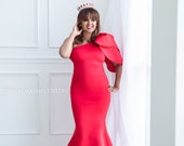 Red Tulip Maternity Gown, Maternity Dress for Photo Shoot, Pregnancy Dress, Maternity Gown, Pregnancy Gown, Baby Shower Gown