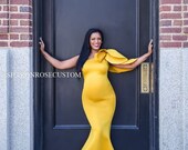 Maternity Gown for Photo Shoot Tulip Maternity Gown One Sleeve Maternity Gown Maternity Dress for photo Maternity Photos Baby Shower Dress