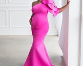 Fuchsia Maternity Gown Maternity Wedding Dress Ball Gown Baby Shower Dress Maternity Dress for Photo Shoot Baby Shower Gift Party Dress
