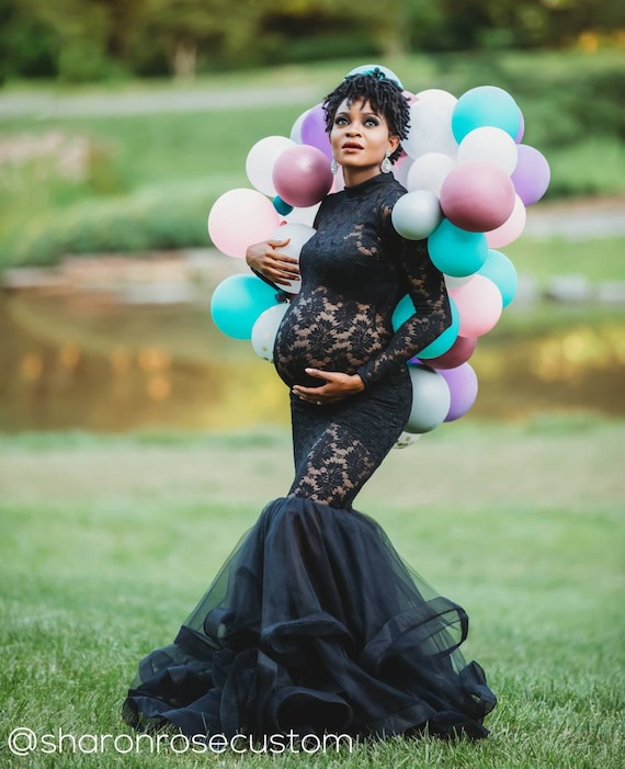 Maternity Photoshoot Gown with Long Train- Sexy Mama Maternity