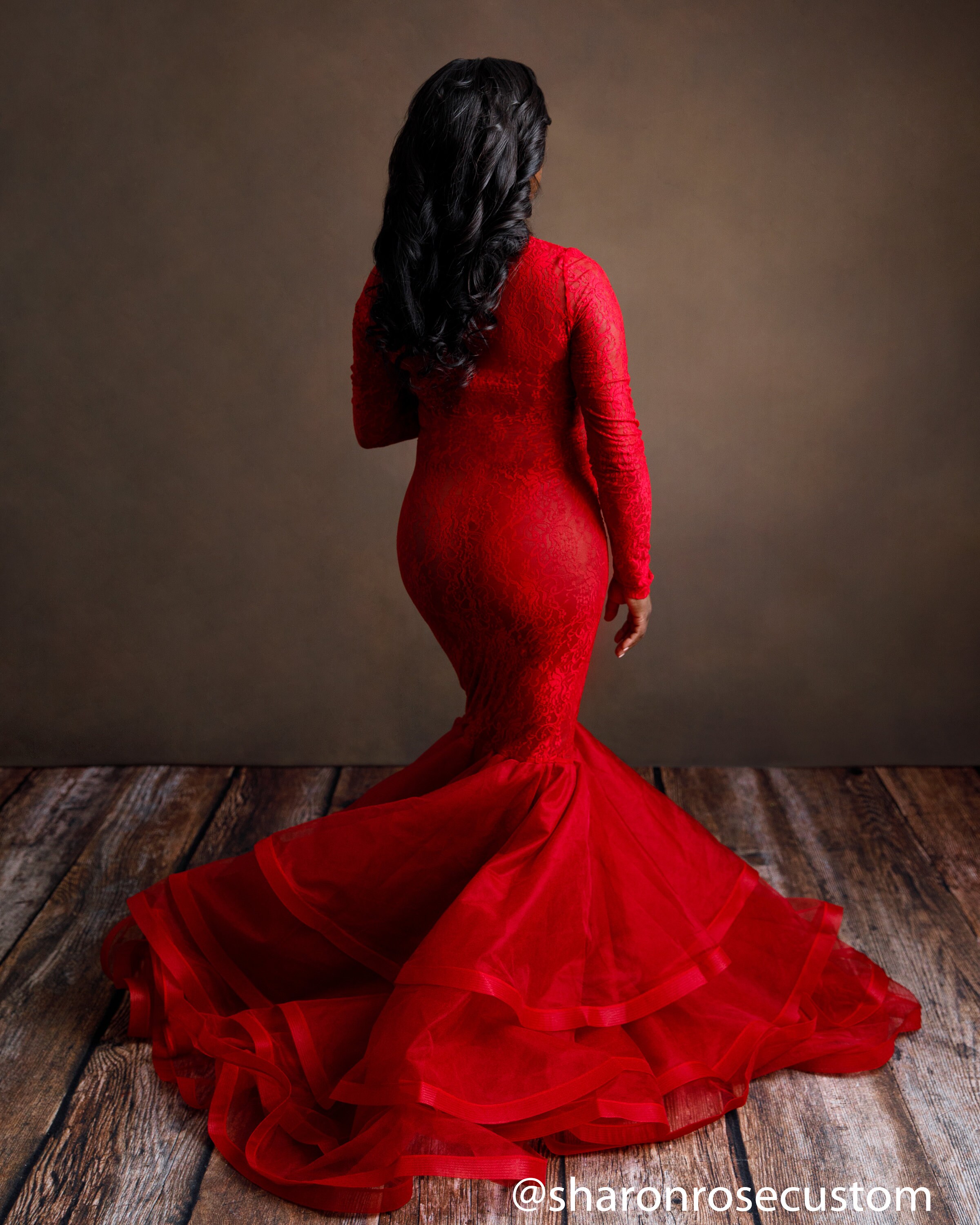 Rose Gown Red Lace Maternity Dress for Photoshoot Long Etsy