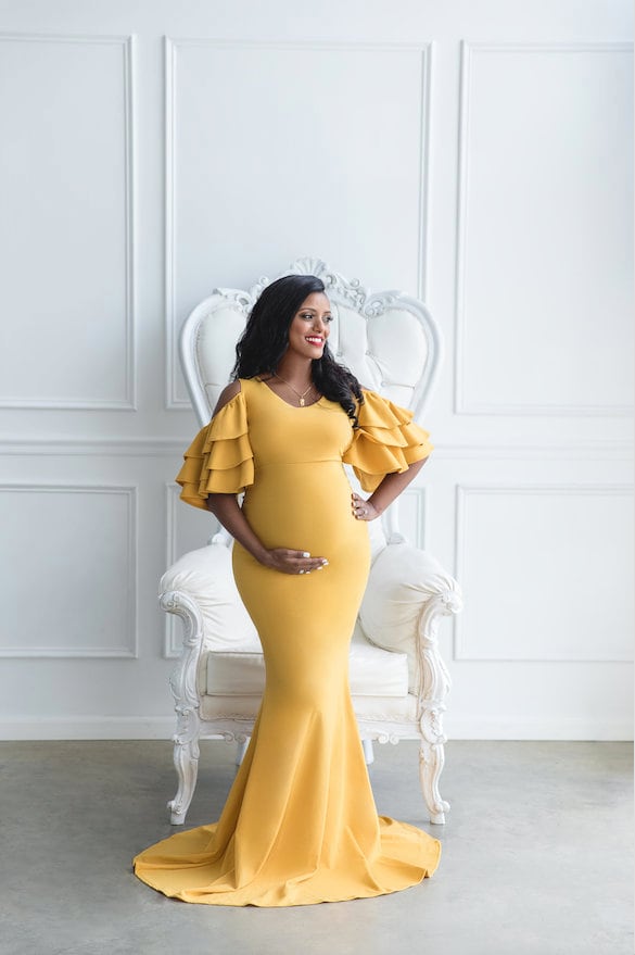 Yellow Maternity Dressgown for Photo ...