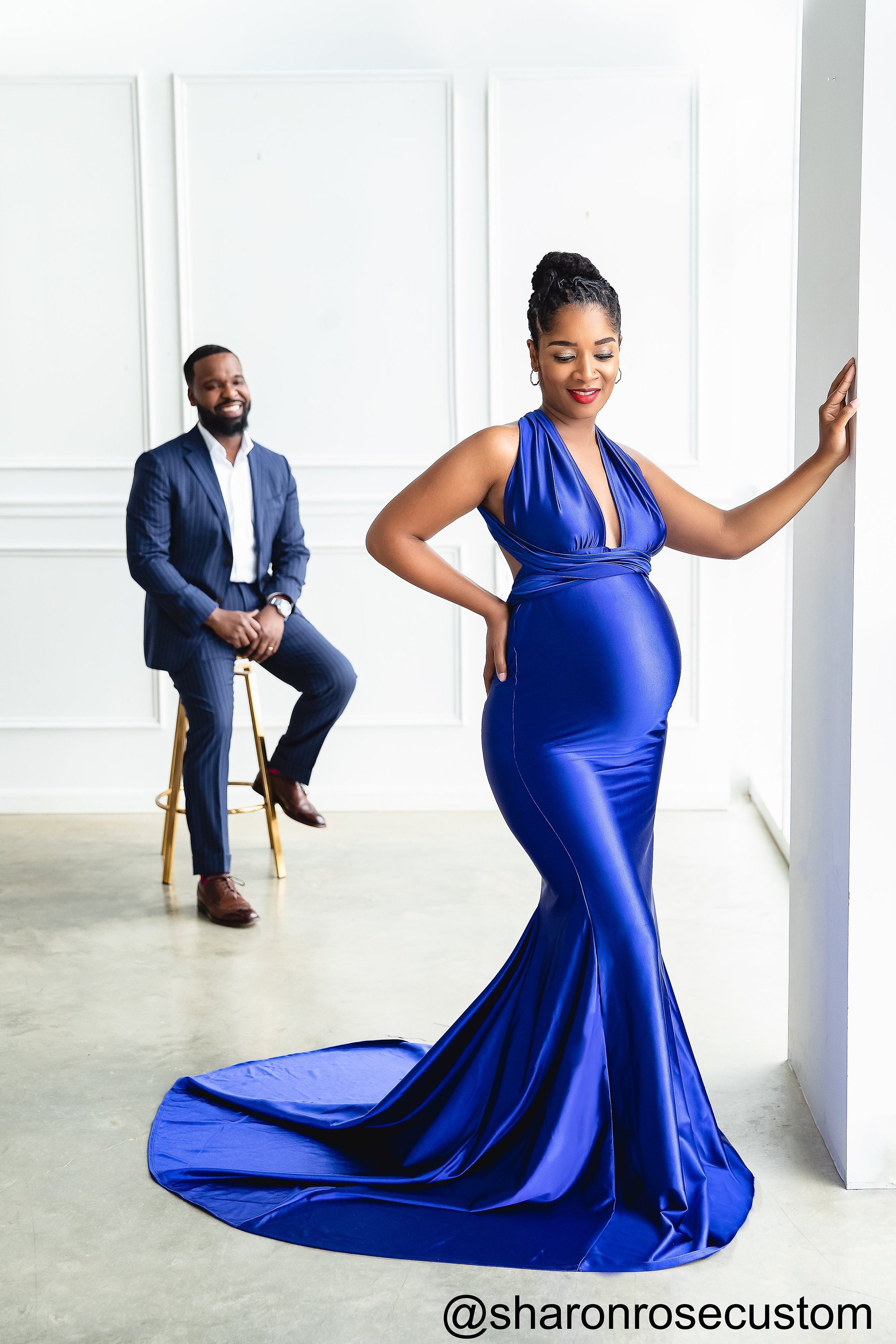 royal blue maternity dress