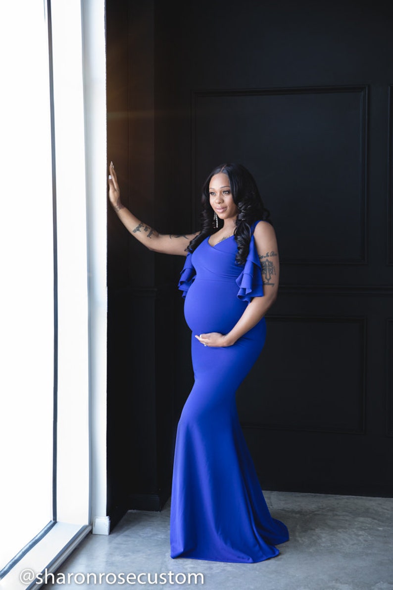 robe maternité bleu