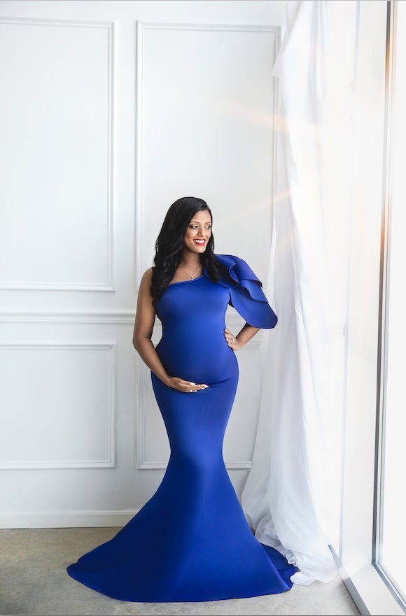 Royal Blue Maternity Gown Long Fitted ...