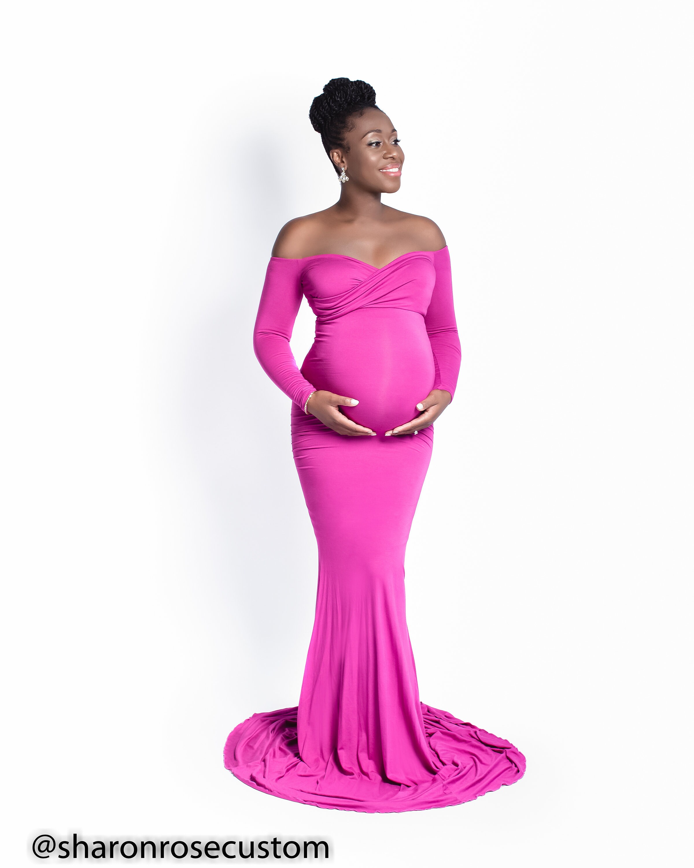 Pure White Maternity Gown for Photo Shoot Purple Long Sleeve Etsy