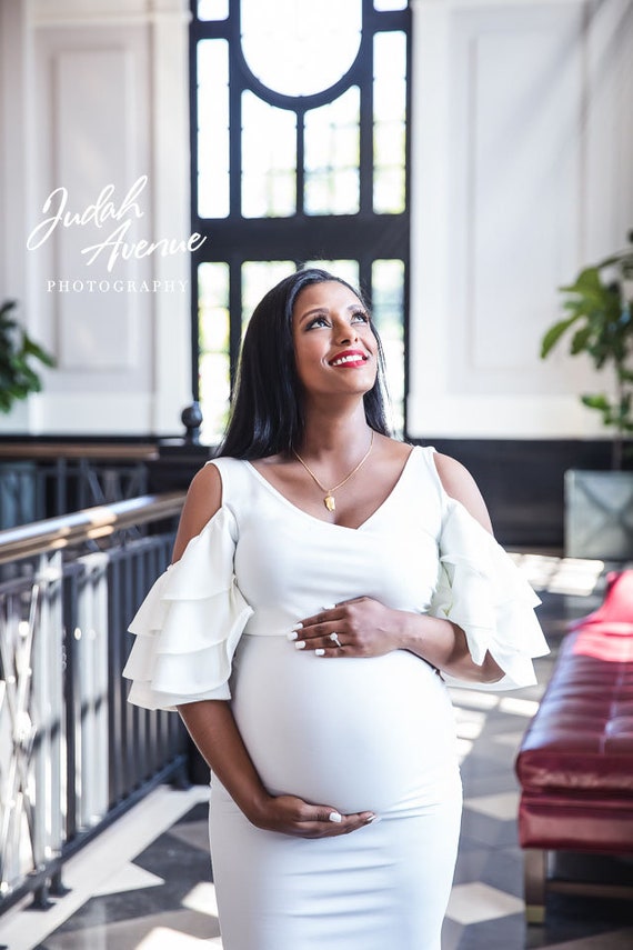 Fitted Ivory White Maternity Dress 