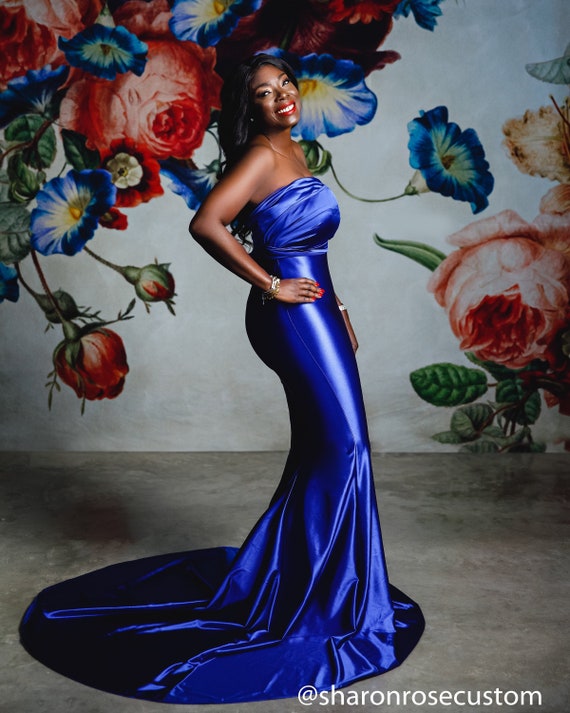 Royal Blue Mermaid Blue Strapless Prom Dress With Beaded Crystals Plus Size  For Arabic Aso Ebi, Evening Formal Party, Second Reception, Birthday, And  Engagement ZJ744 From Chic_cheap, $347.66 | DHgate.Com