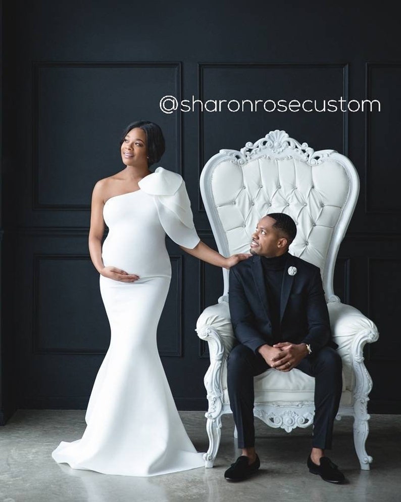 one shoulder maternity gown