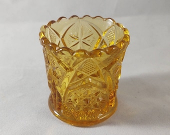 Kemple Glass Yutec Toothpick Holder in Amber