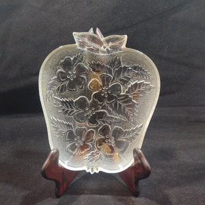 Vintage Apple Shaped Nut Dish with Apple Blossom pattern