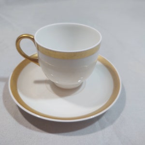 Antique Limoges W M Guerin Demitasse Cup and Saucer With Gold Bands