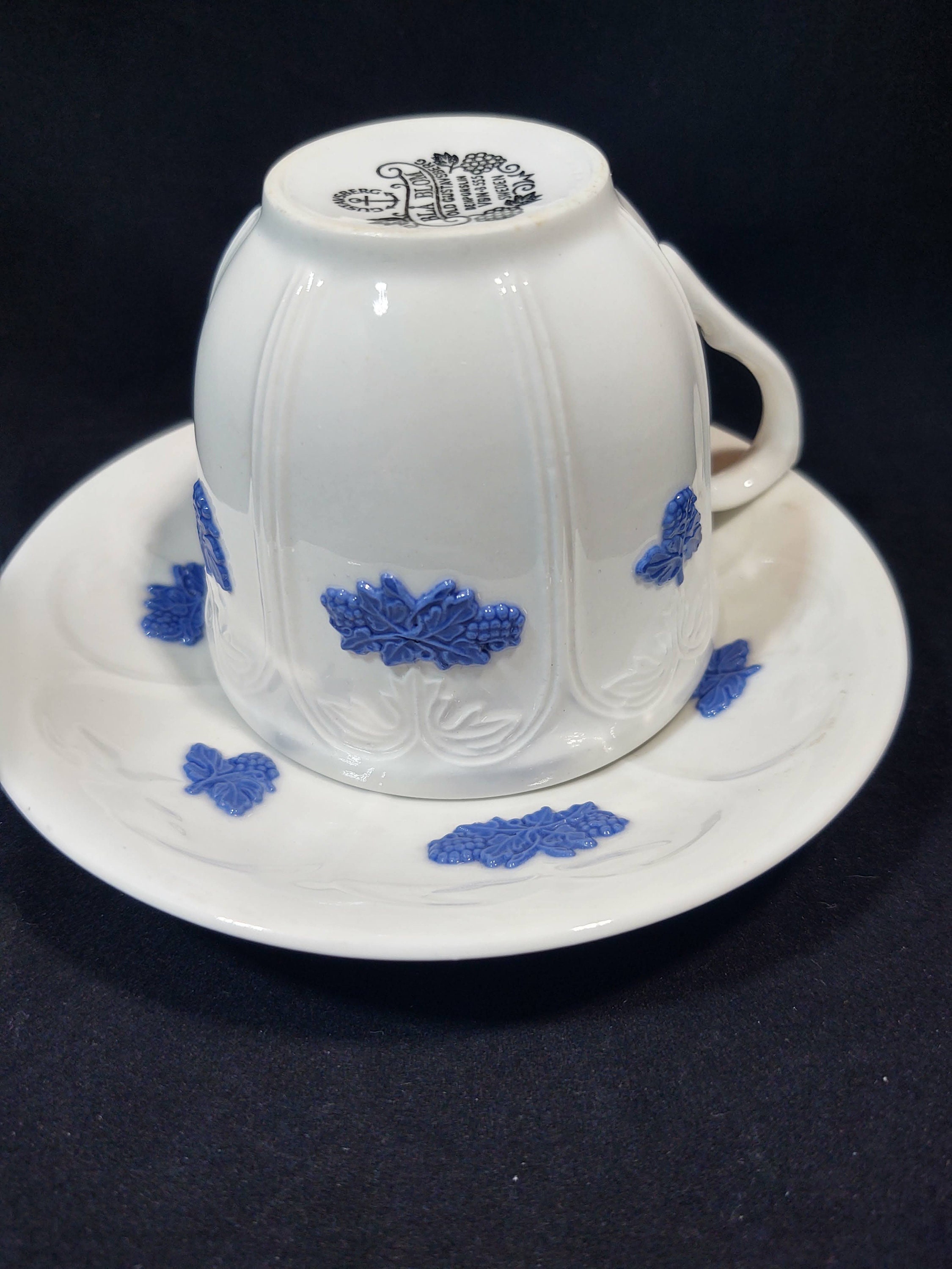 Vintage Bla Blom Flat Cup and Saucer Set by Gustavsberg - Etsy