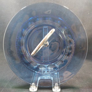 Vintage Tiara King&#39;s Crown Tidbit Tray in Imperial Blue