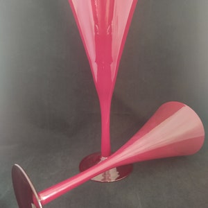 Vintage Crimson Geriffelte Sektgläser, 2er Set