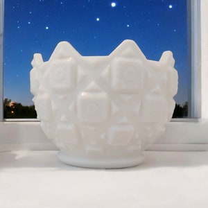 Vintage Westmoreland Old Quilt Milk Glass Open Candy Dish