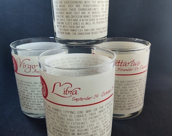 Vintage 1970&#39;s Zodiac Sign Old Fashion Glasses, Pick one or more