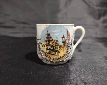 Copo de Dragonware em miniatura de lembrança vintage de São Francisco