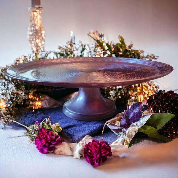 Vintage Large Amethyst Glass Pedestal Cake Stand