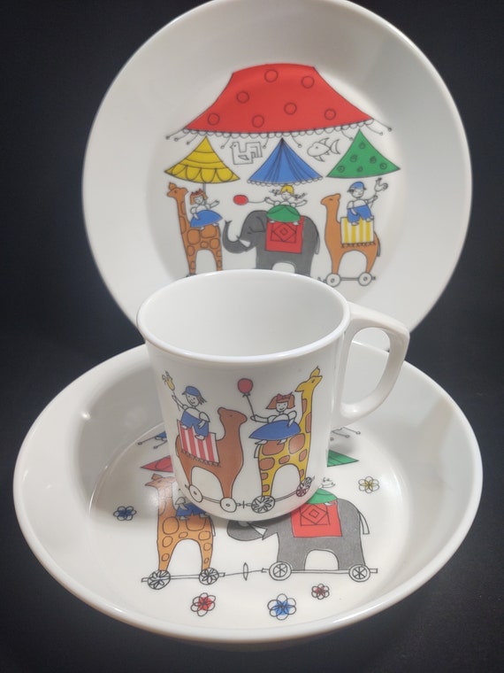 Vintage 1960's Stig Lindberg 3 Piece Children's Circus Dish Set - Etsy