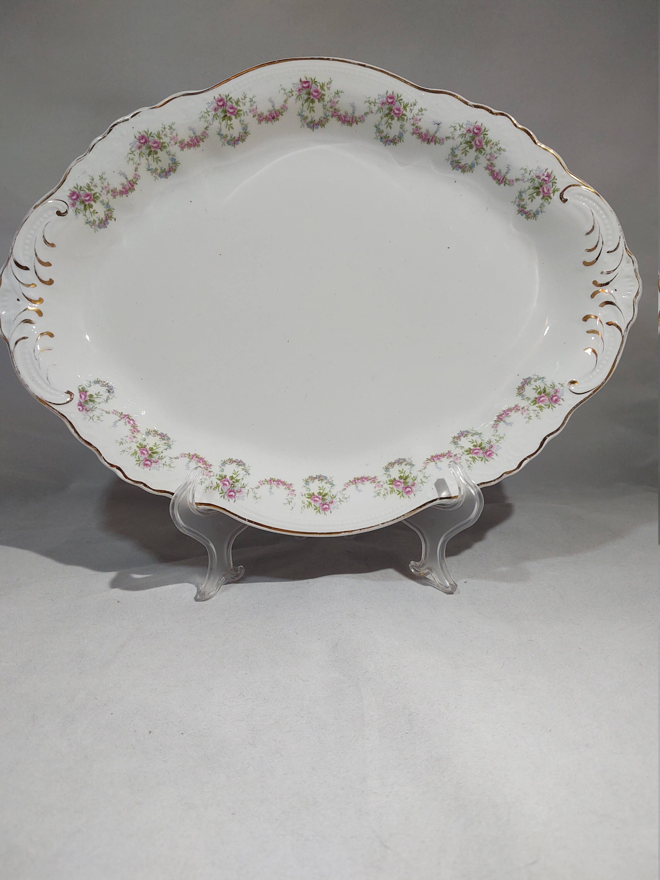 GRINDLEY アンティークプレートセット Antique W.H. Grindley 14'' Platter With Pink Roses - Etsy