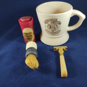 Vintage Shaving Kit with Schick Eversharp Razor, Badger Hair Brush and Cup