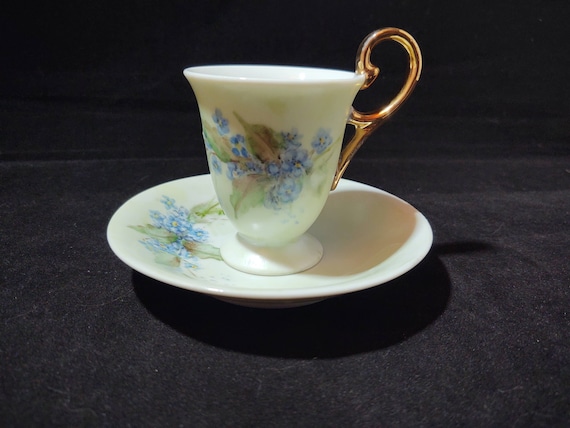 Vintage Hand bemalt Porzellan Tee Tasse und Untertasse Set