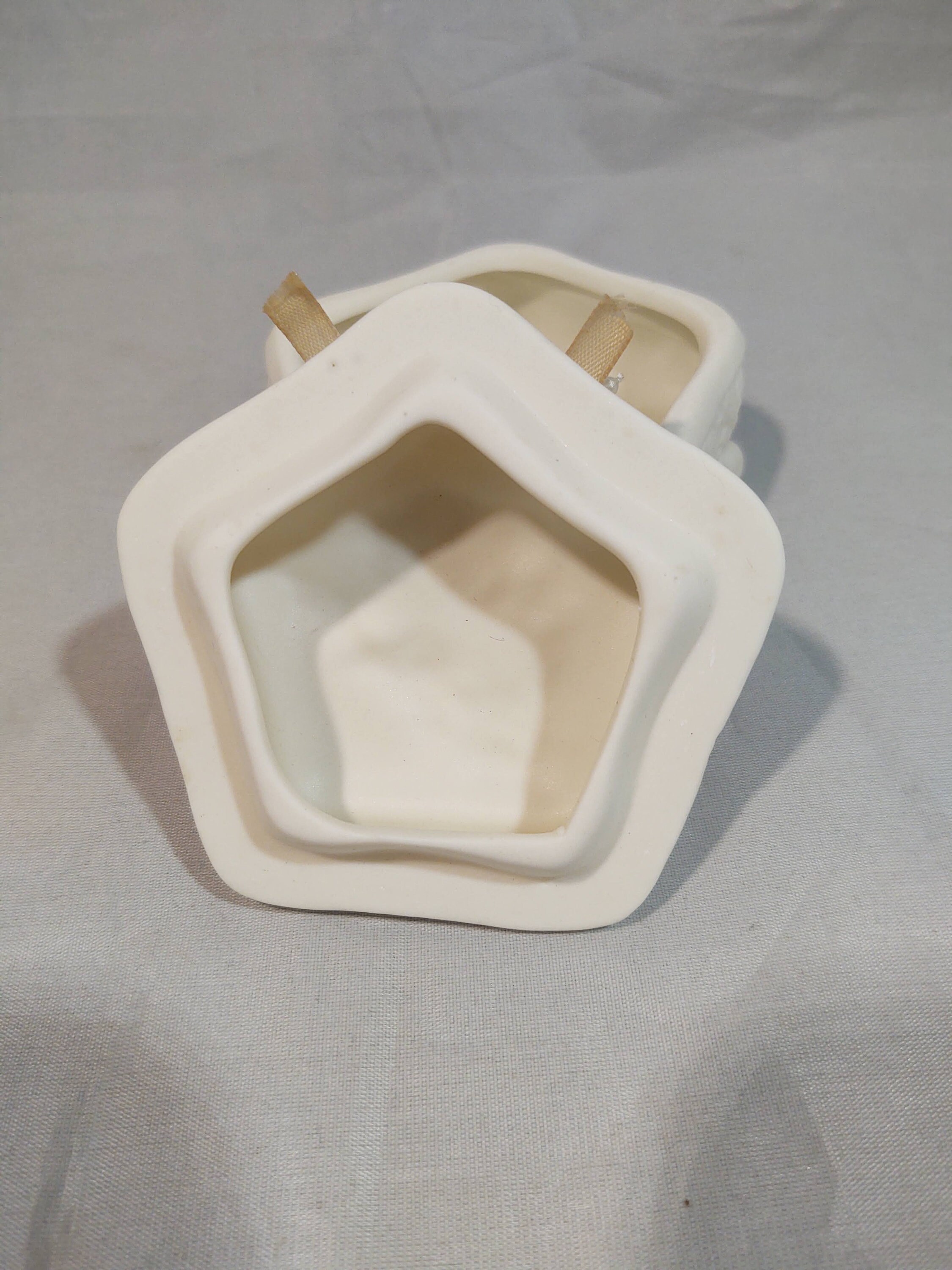 Vintage Ceramic Bisque Trinket Box With Ribbon and Beads Etsy