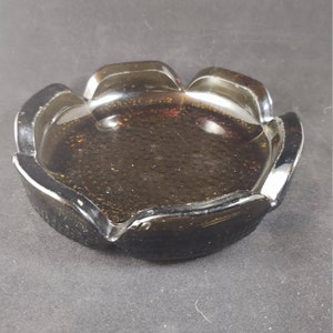 Blenko Wayne Husted Smoke Pebble Bottom Ashtray