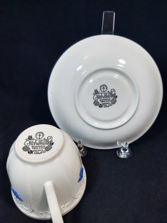 Vintage Bla Blom Flat Cup and Saucer Set by Gustavsberg - Etsy