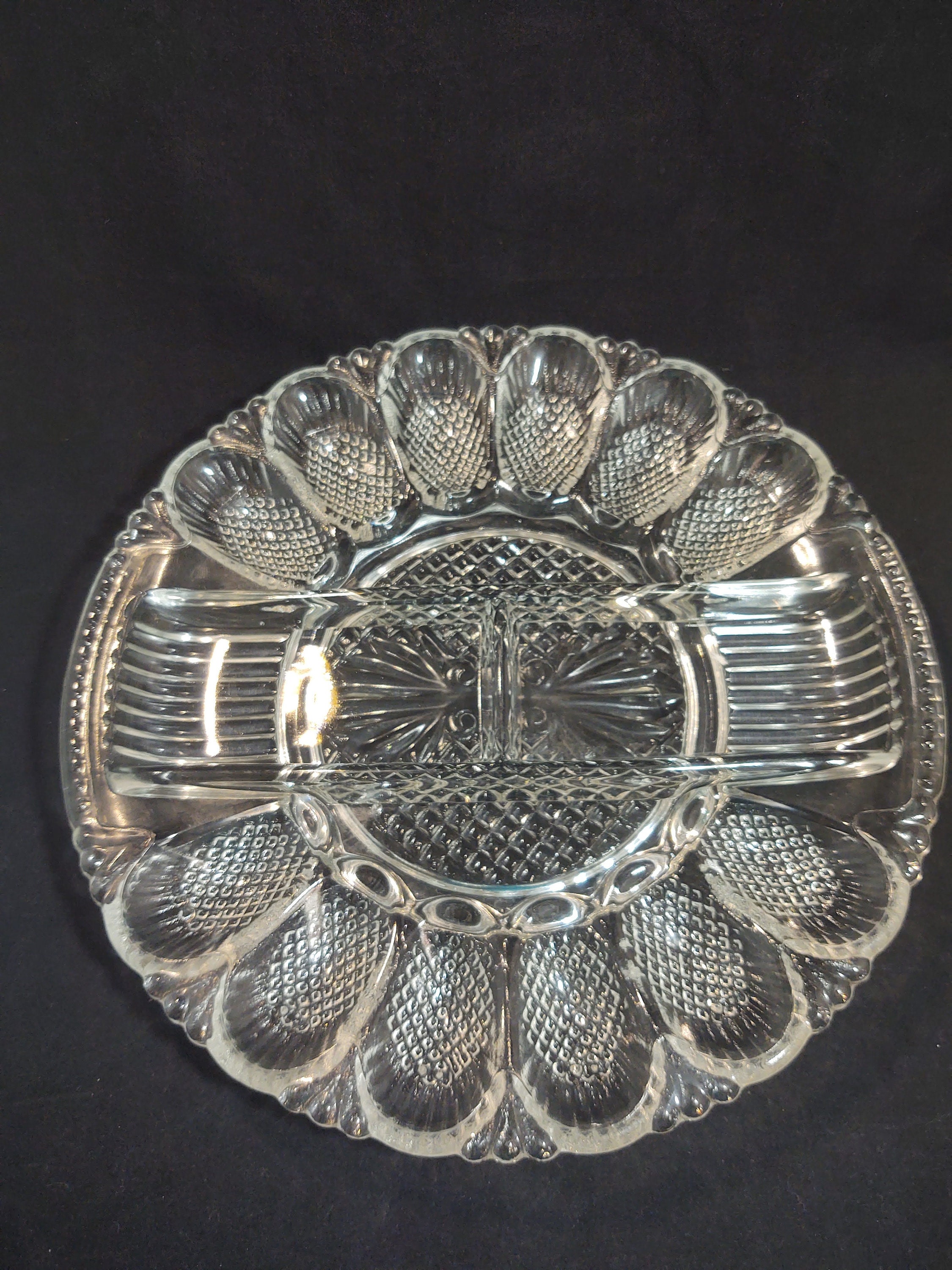 Vintage LE Smith Glass Deviled Egg Server Heritage 567 in Clear - Etsy