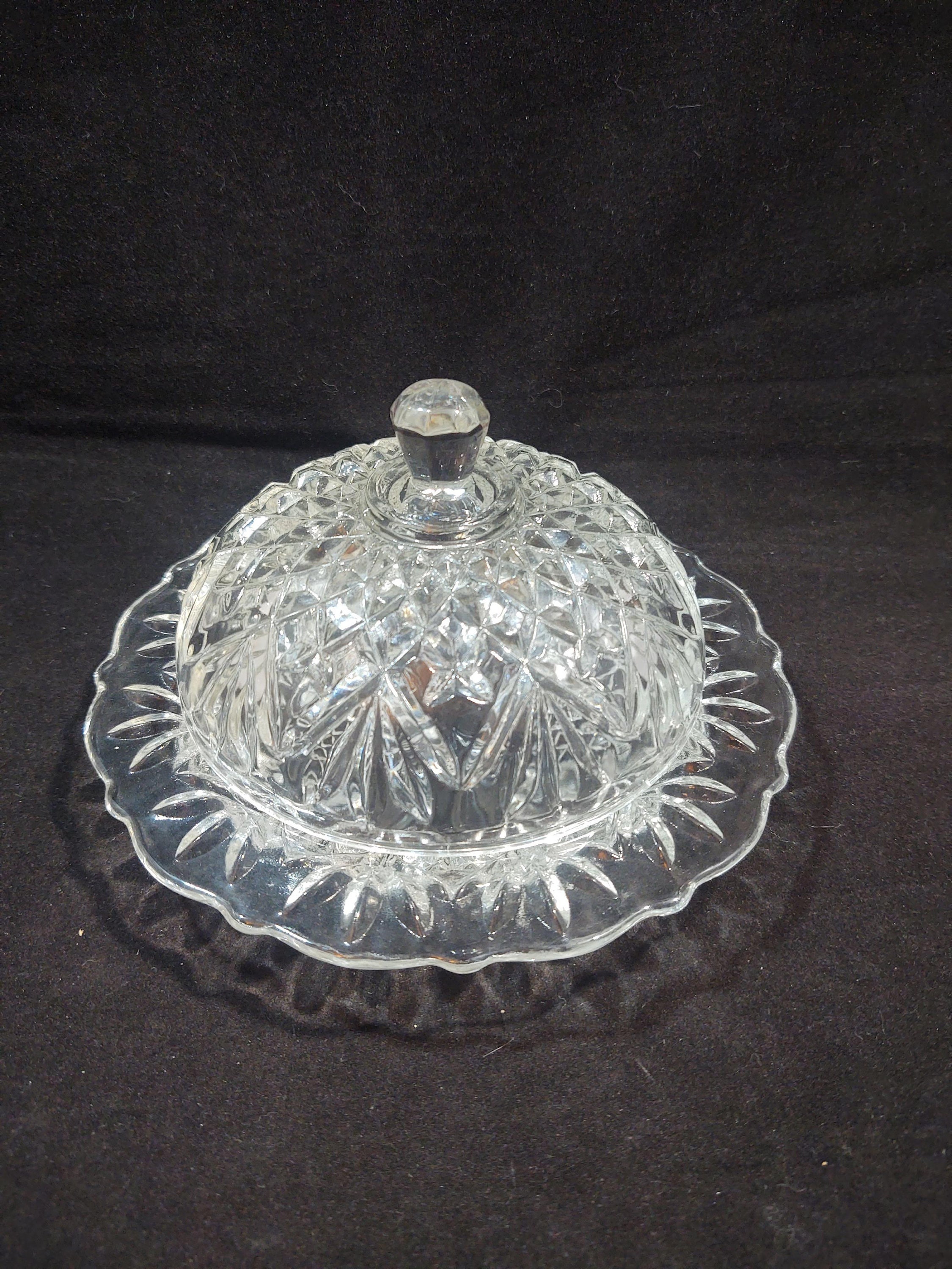 Anchor Hocking American Prescut (Pineapple) Butter Dish with Lid